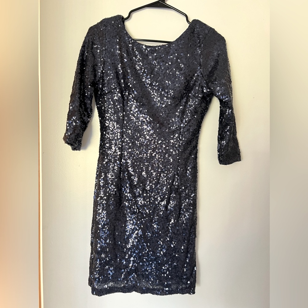 Lulus Navy Sequin Party Dress